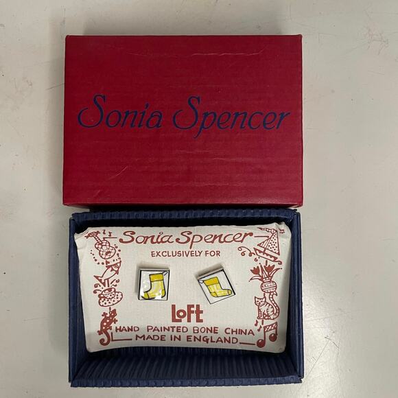 SALE!! Vintage Sonia Spencer exclusively for Loft Cufflinks Bone China England - Picture 2 of 3